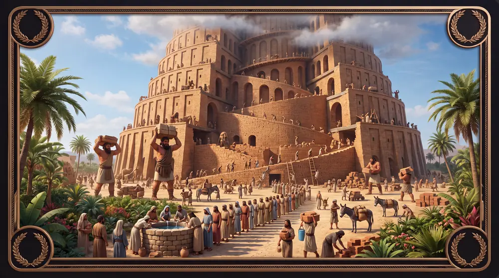 The Tower of Babel, a Chapter Chronicles artwork in an ornate laurel frame